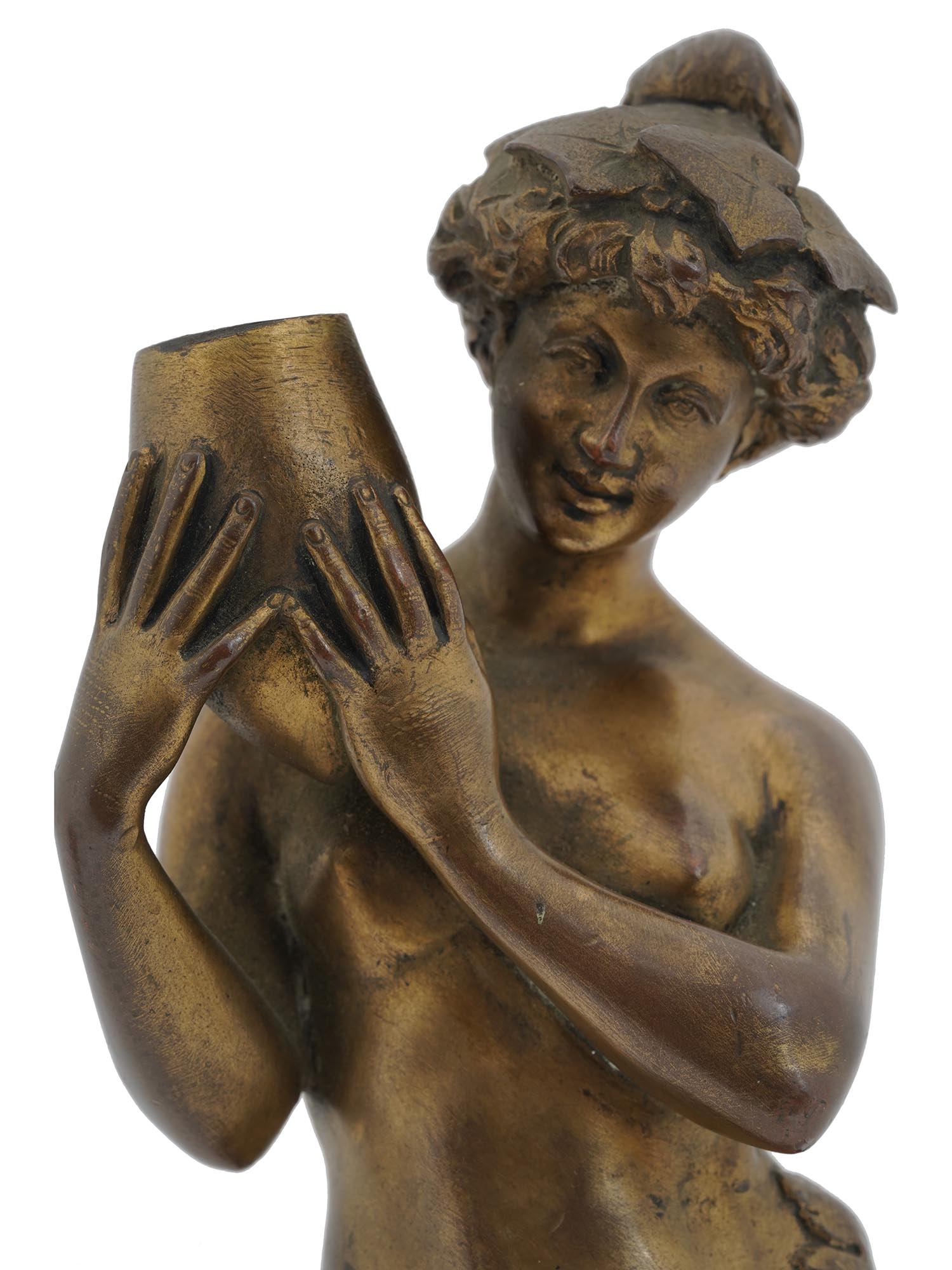 MID CENTURY BRONZE NAKED WATER NYMPH SCULPTURE PIC-7